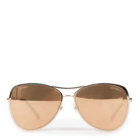 chanel aviator sunglasses gold|CHANEL Metal Mirrored Pilot Summer Sunglasses 4223 Gold .